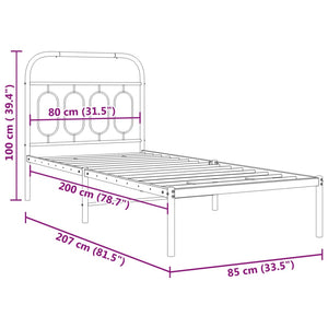 Bettgestell Metall Schwarz 80x200 cm