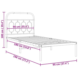 Metall Bettgestell Schwarz 90x190 cm