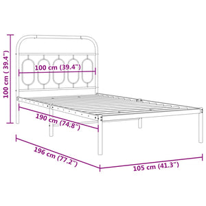 Metall Bettgestell Schwarz 100x190 cm