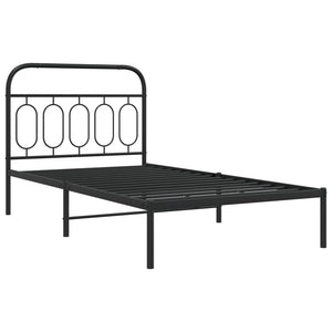 Metallbettgestell 107x203 cm mit Kopfteil, Schwarz