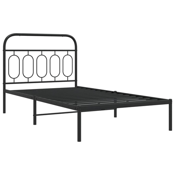 Metallbettgestell 107x203 cm mit Kopfteil, Schwarz