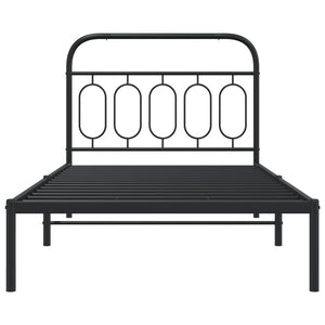 Metallbettgestell 107x203 cm mit Kopfteil, Schwarz