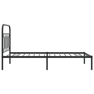 Metallbettgestell 107x203 cm mit Kopfteil, Schwarz