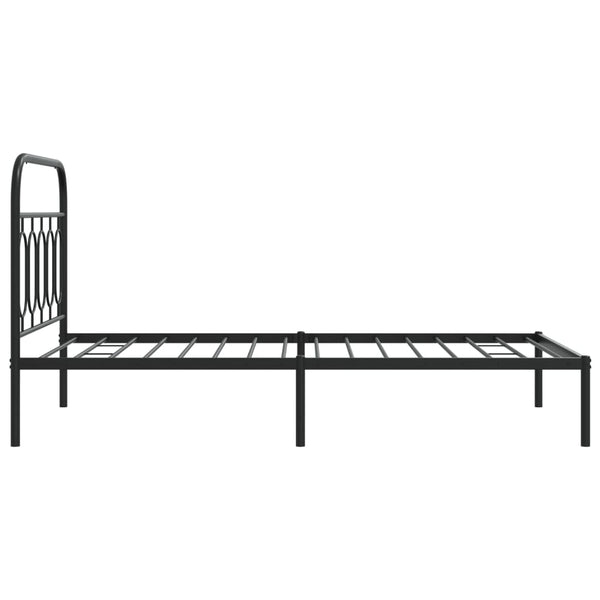 Metallbettgestell 107x203 cm mit Kopfteil, Schwarz