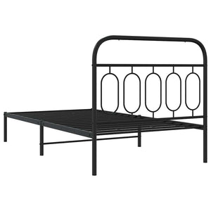 Metallbettgestell 107x203 cm mit Kopfteil, Schwarz