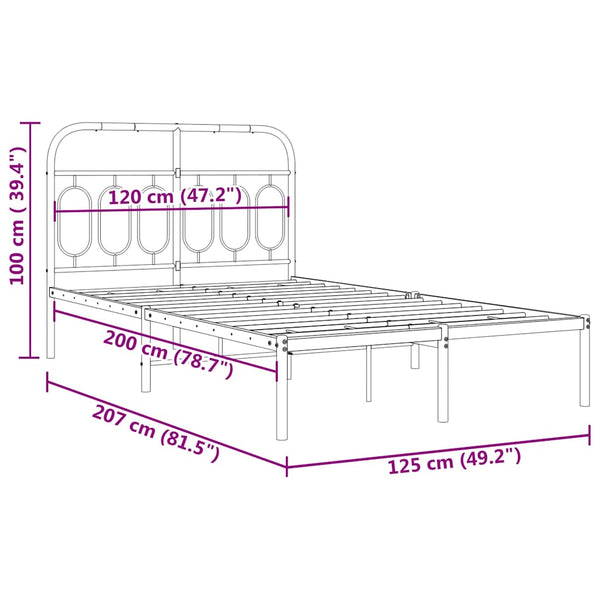 Bettgestell Metall Schwarz 120x200 cm