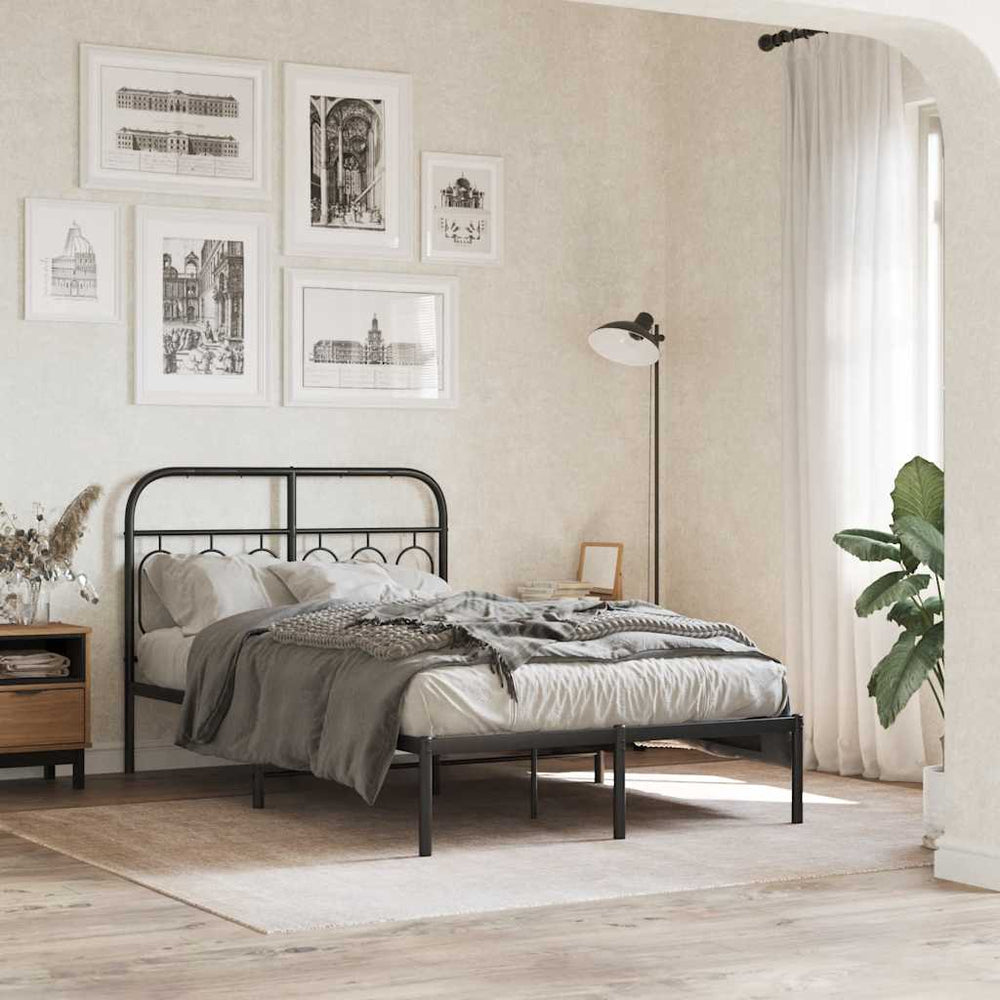 vidaXL Cadre de lit avec tête de lit en métal noir 120x200 cm