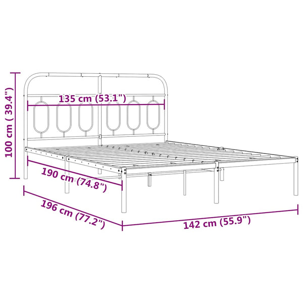 Bettgestell Metall Schwarz 135x190 cm