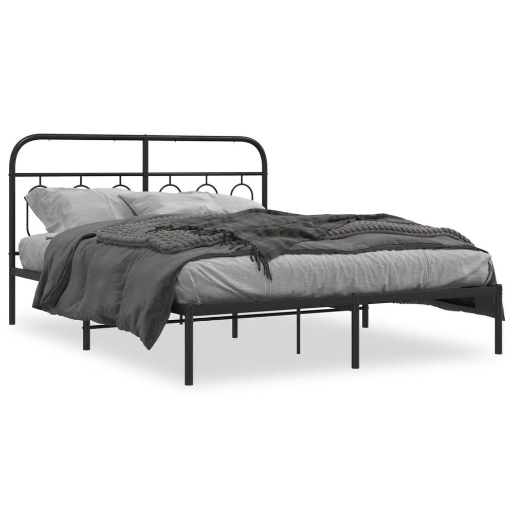 vidaXL Cadre de lit avec tête de lit Métal Noir 140x190 cm