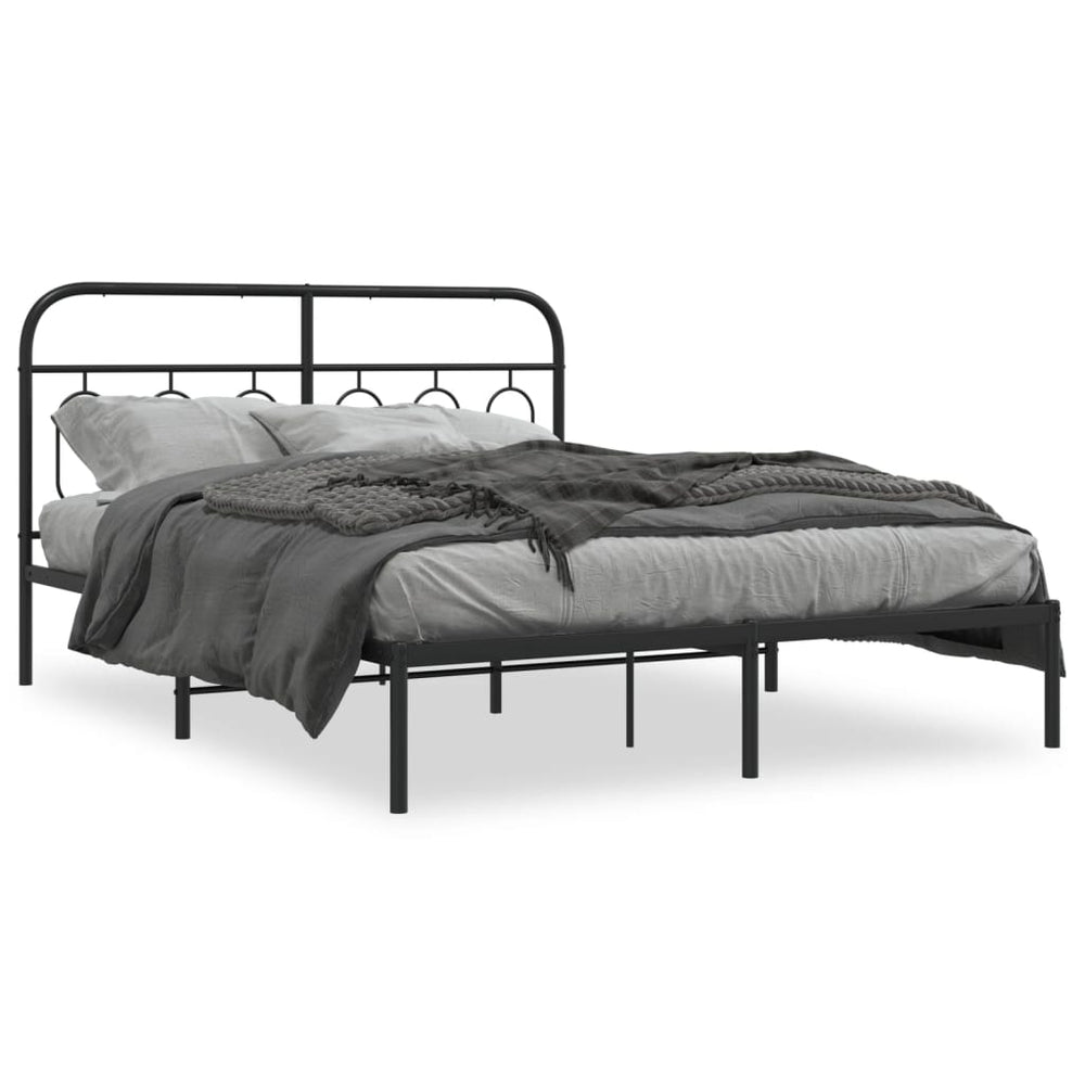 vidaXL Cadre de lit avec tête de lit Métal Noir 140x200 cm