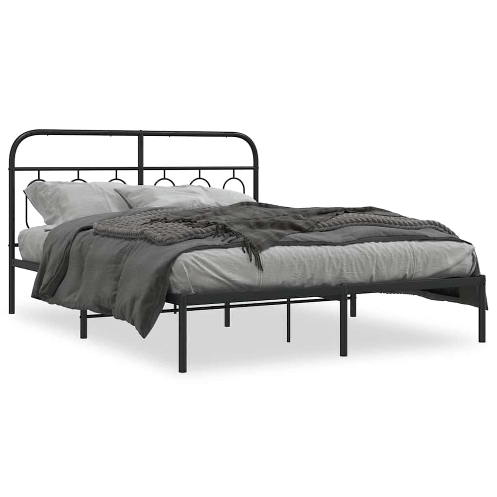 vidaXL Cadre de lit avec tête de lit Métal Noir 150x200 cm