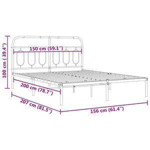 Bettgestell Metall Schwarz 150x200 cm