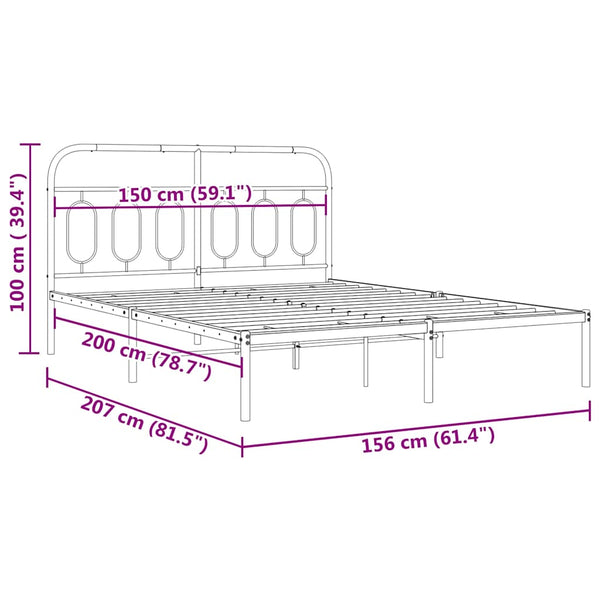 Bettgestell Metall Schwarz 150x200 cm