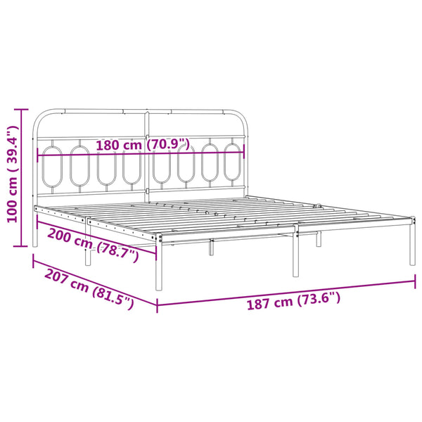 Bettgestell Metall Schwarz 180x200 cm