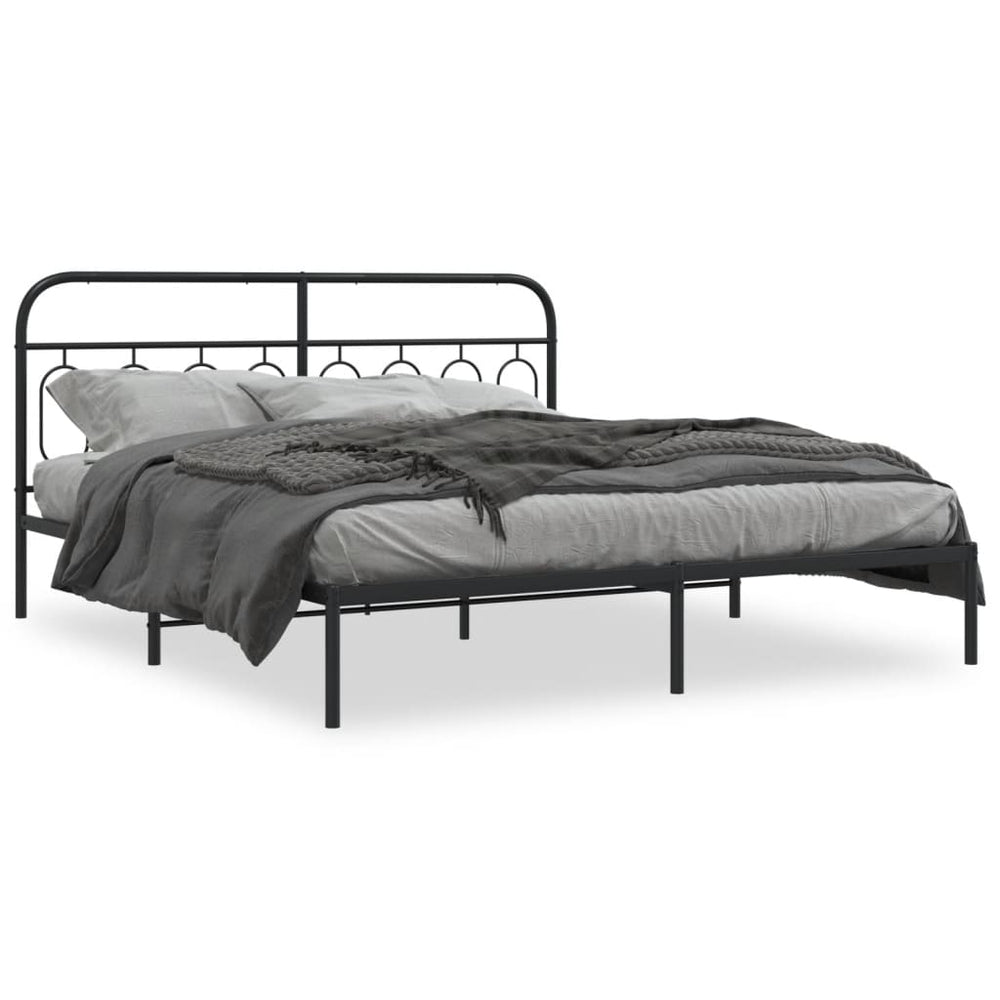 Metallbett mit Kopfteil Schwarz 183x213 cm
