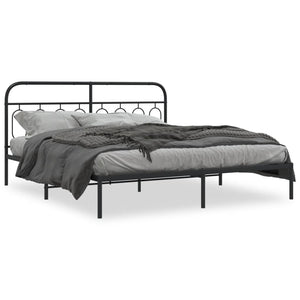 Metallbett mit Kopfteil Schwarz 183x213 cm
