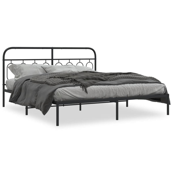 Metallbett mit Kopfteil Schwarz 183x213 cm