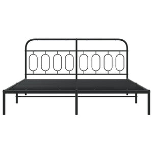 Metallbett mit Kopfteil Schwarz 183x213 cm