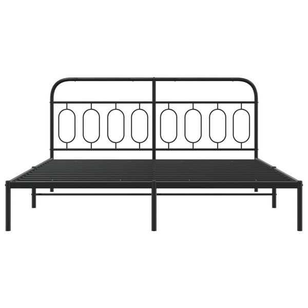 Metallbett mit Kopfteil Schwarz 183x213 cm