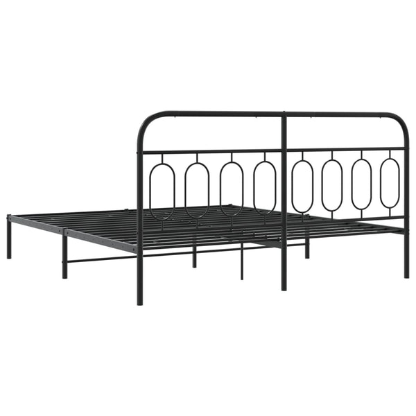 Metallbett mit Kopfteil Schwarz 183x213 cm