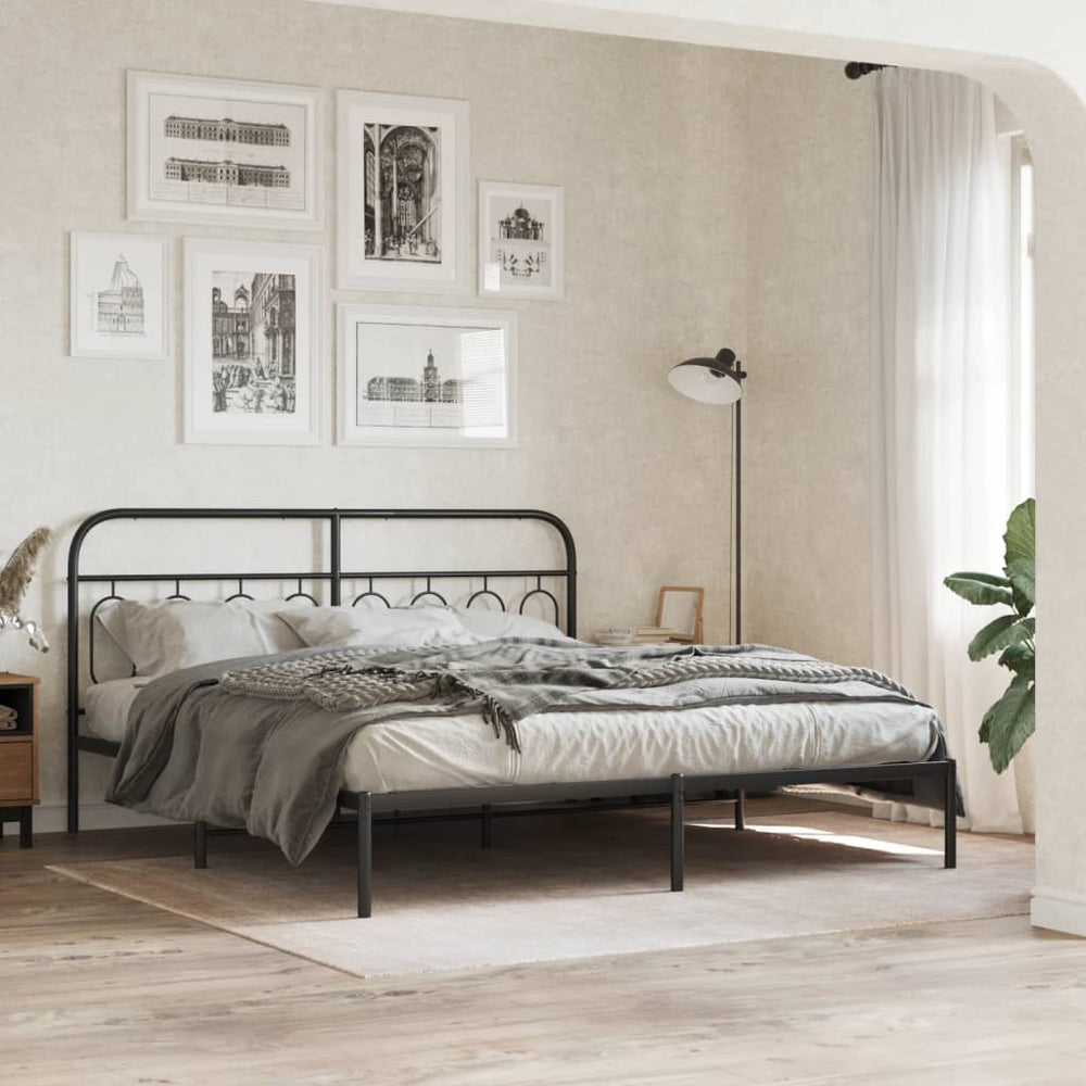 Metallbett mit Kopfteil Schwarz 183x213 cm