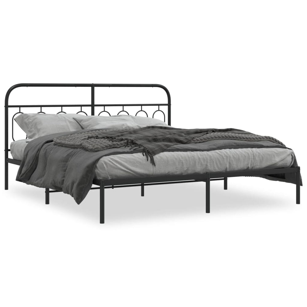 vidaXL Cadre de lit avec tête de lit Métal Noir 193x203 cm