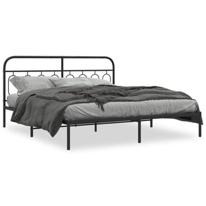 Bettgestell Metall Schwarz 193x203 cm mit Kopfteil