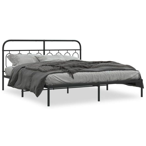Bettgestell Metall Schwarz 193x203 cm mit Kopfteil