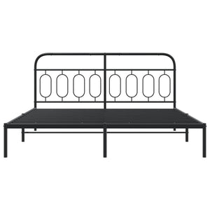 Bettgestell Metall Schwarz 193x203 cm mit Kopfteil