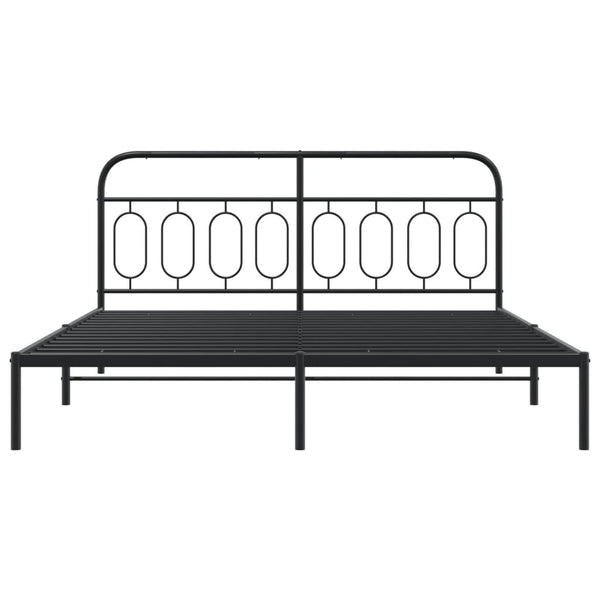 Bettgestell Metall Schwarz 193x203 cm mit Kopfteil