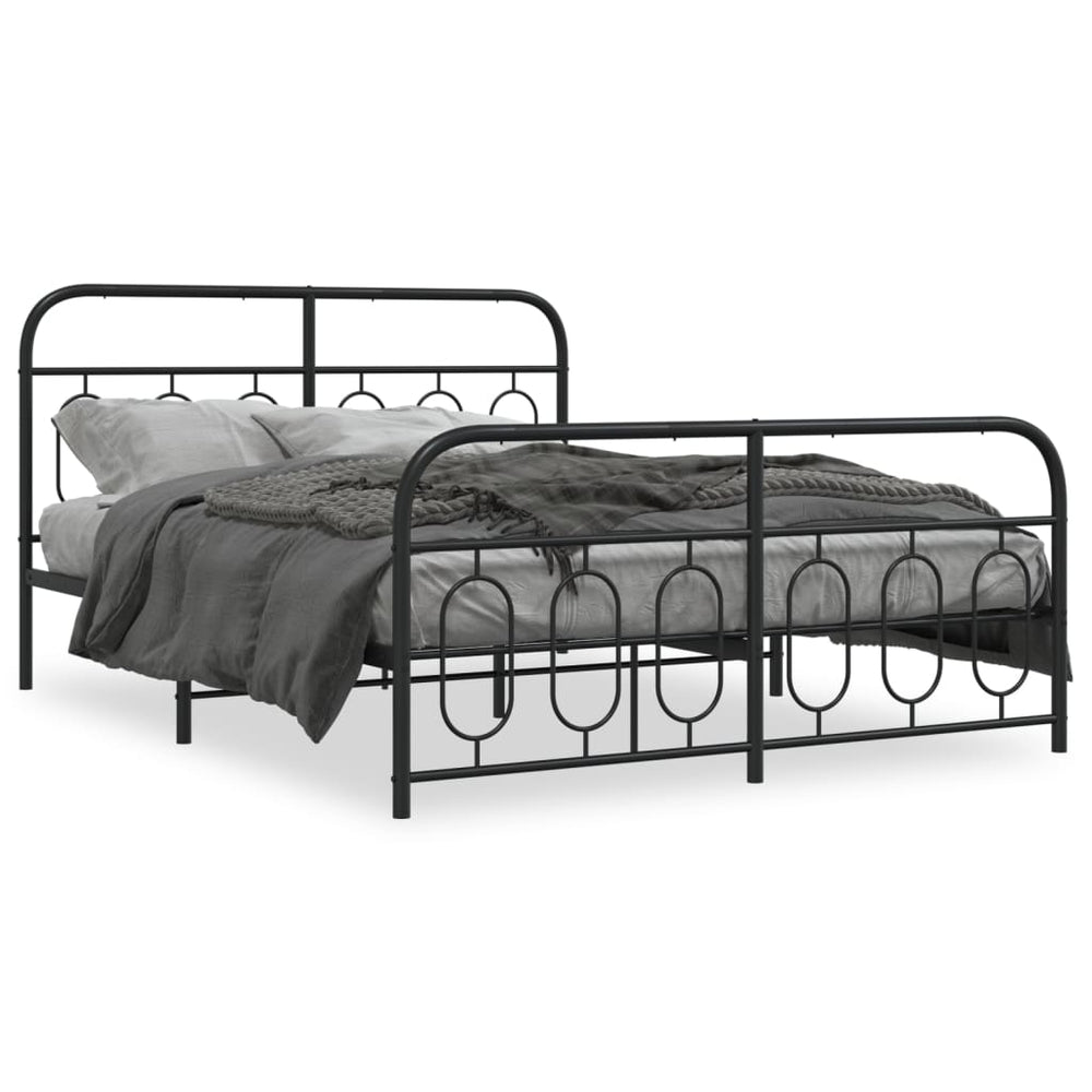 vidaXL Cadre de lit avec têtes et pieds de lit Métal Noir 150x200 cm