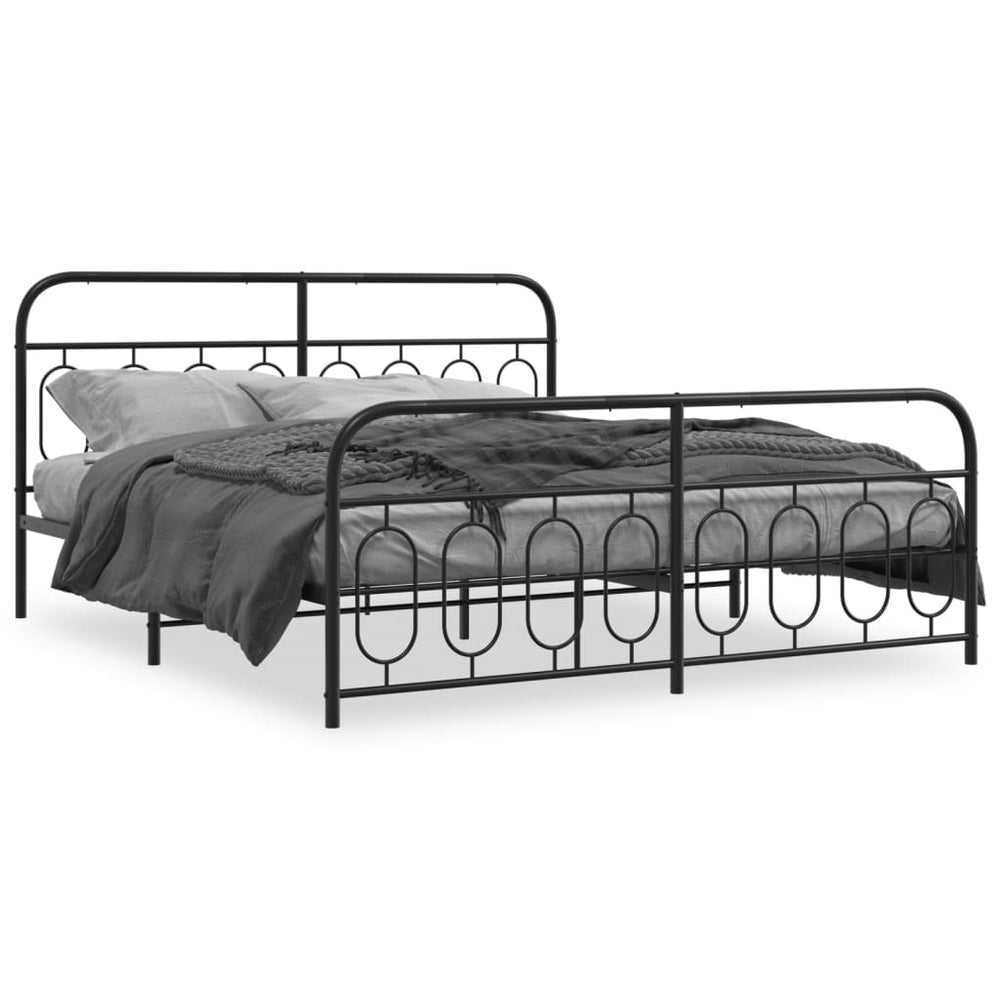 vidaXL Cadre de lit avec tête et pied de lit Métal Noir 193x203 cm