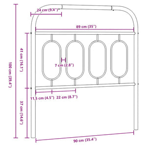 Schwarzes Metall Kopfteil 90 cm