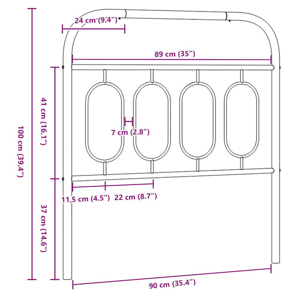 Schwarzes Metall Kopfteil 90 cm