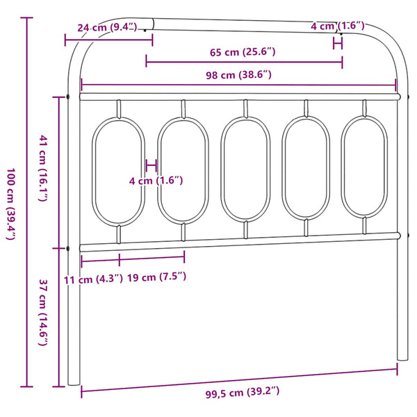 Schwarzes Metall Kopfteil 100 cm