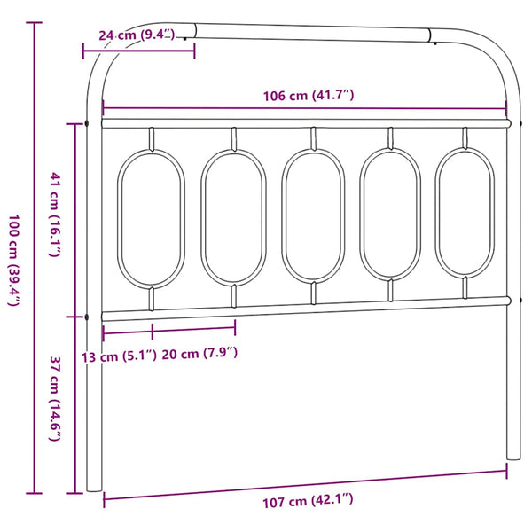 Schwarzes Metall Kopfteil 107 cm