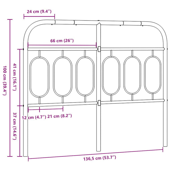 Schwarzes Metall Kopfteil 137 cm
