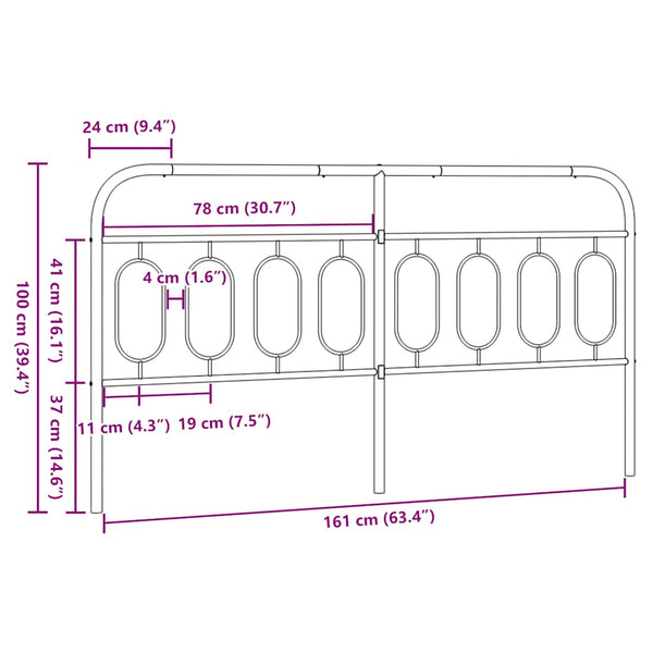 Schwarzes Metall Kopfteil 160 cm