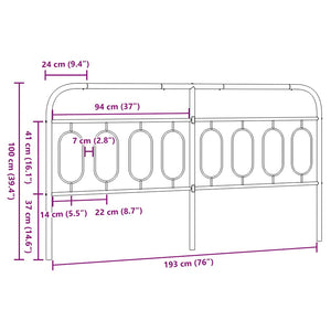 Schwarzes Metall Kopfteil 193 cm