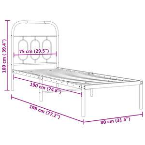 Metallbett Weiß 75x190 cm ohne Matratze