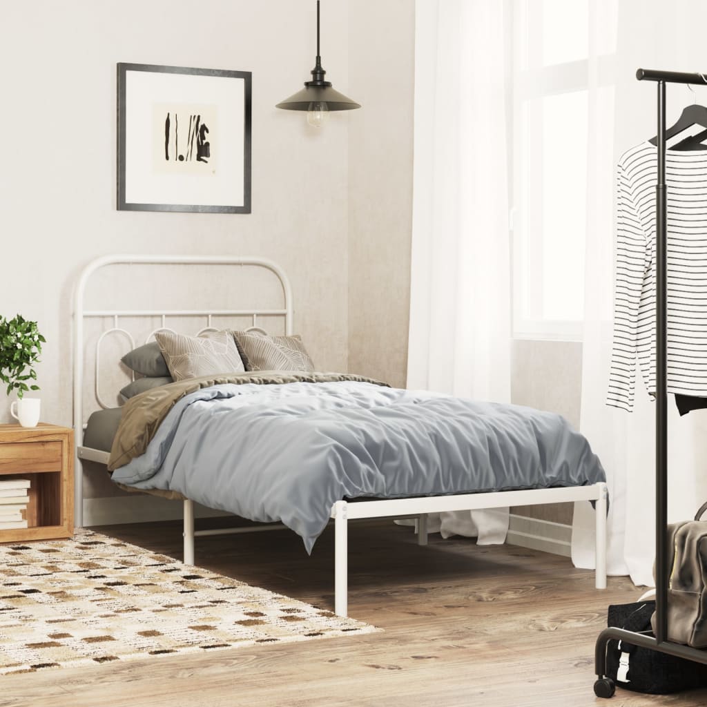 Metallbett mit Kopfteil Weiß 80x200 cm