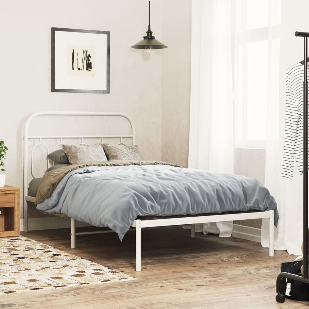 vidaXL Cadre de lit avec tête de lit Métal Blanc 100x200 cm