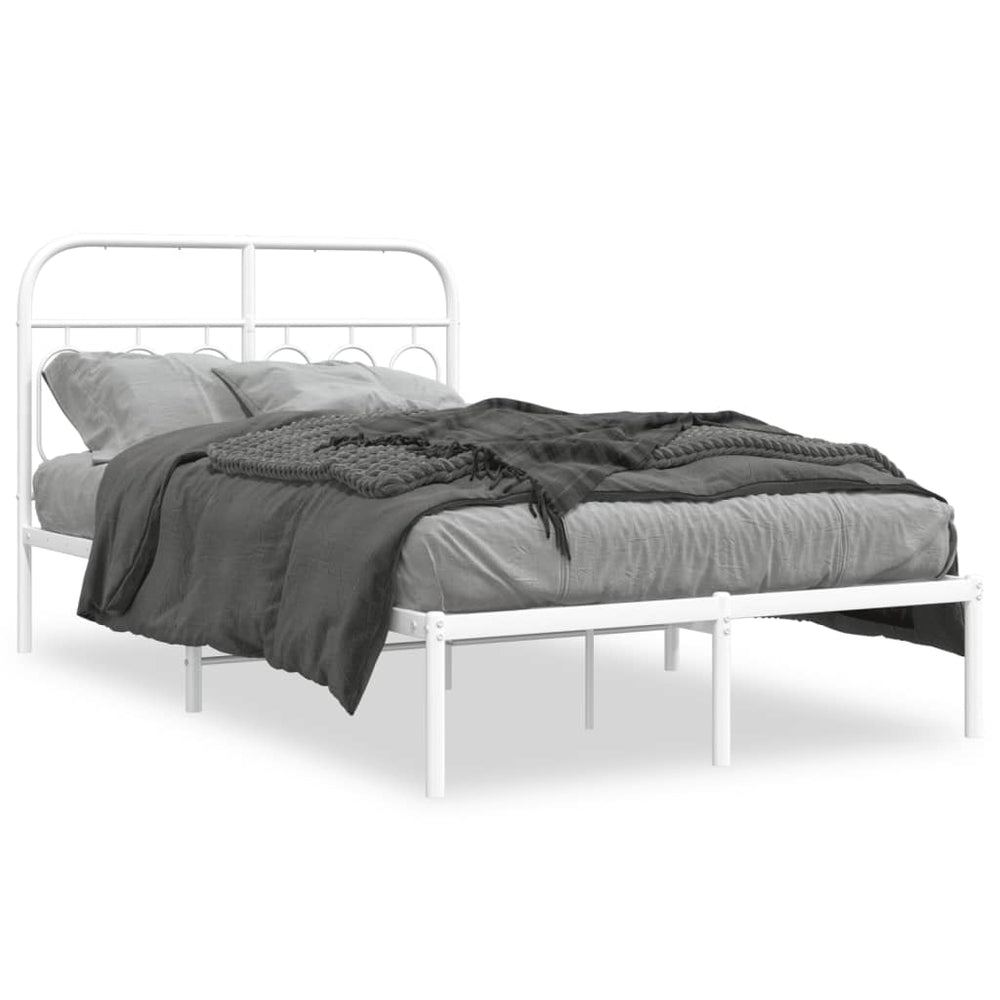 vidaXL Cadre de lit avec tête de lit Métal Blanc 120x190 cm