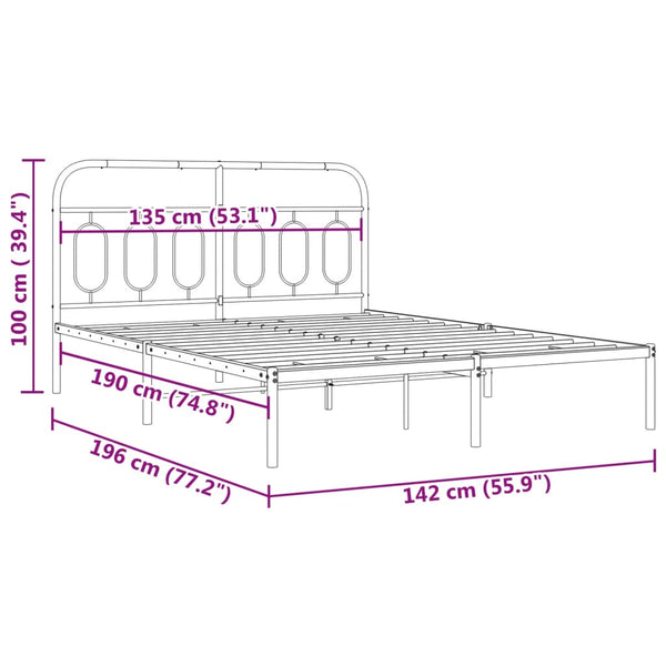Bettgestell Metall Weiß 135x190 cm