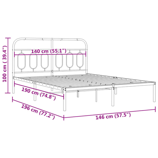 Bettgestell Metall Weiß 140x190 cm