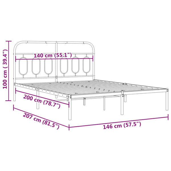 Bettgestell Metall Weiß 140x200 cm