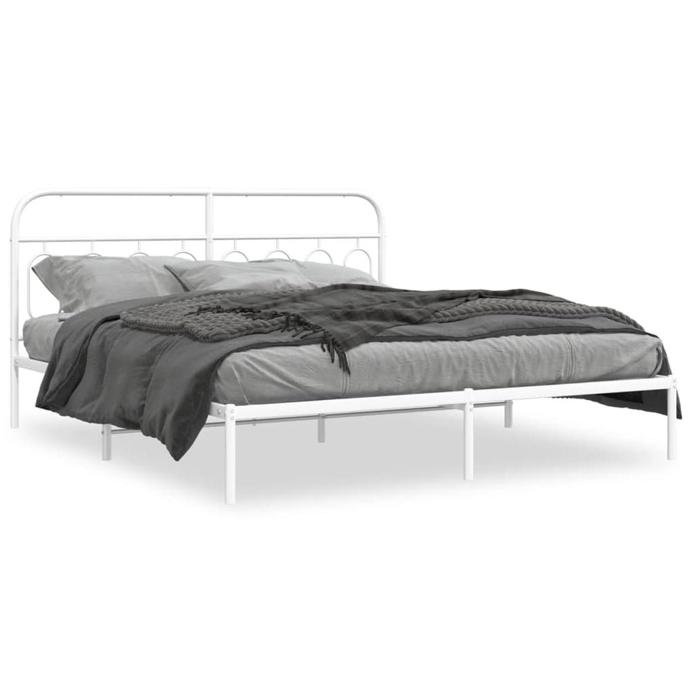 vidaXL Cadre de lit avec tête de lit Métal Blanc 180x200 cm