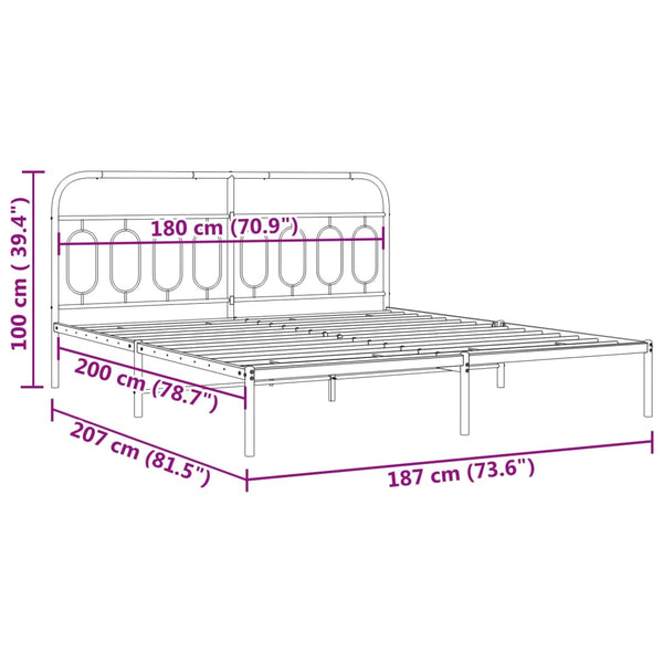 Bettgestell Metall Weiß 180x200 cm