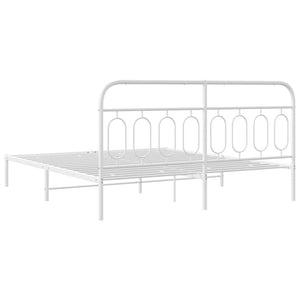 Metallbett mit Kopfteil Weiß 183x213 cm