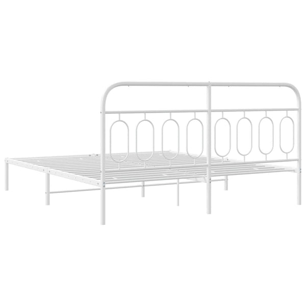 Metallbett mit Kopfteil Weiß 183x213 cm